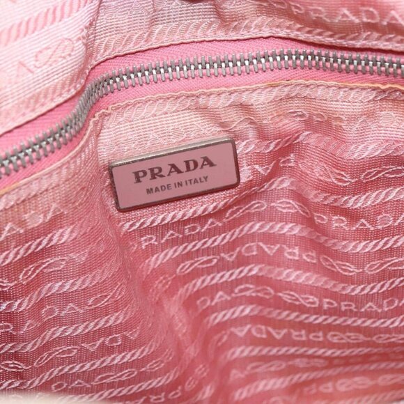 PRADA Hand Bag Canvas Pink Silver Auth - Picture 14 of 16